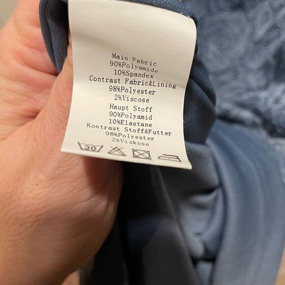 GRACE KARIN Women Loose Chiffon & Lace Dress Bridesmaid Cocktail Blue Gray Sz L - Picture 6 of 8